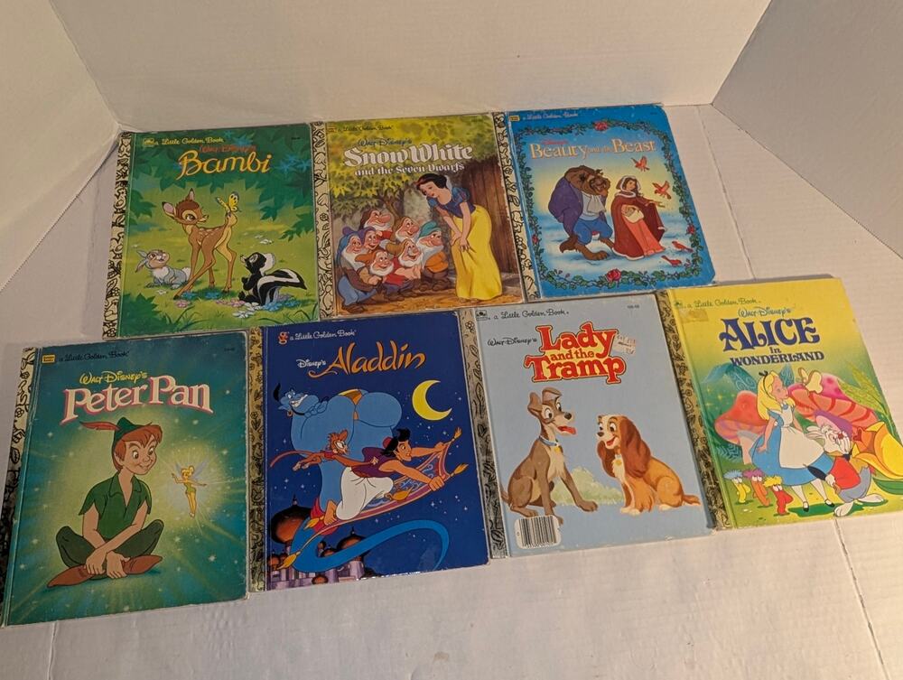 Vintage Lot 7 Disney Little Golden Books NICE Bambi Snow White Peter Pan